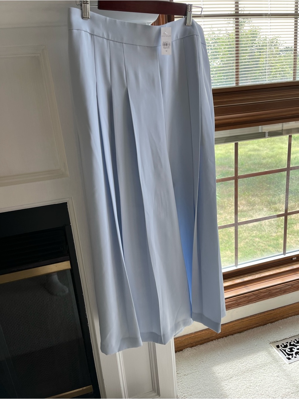 Ann Taylor High-Rise Ankle Length Pleated Culottes in Blue Hydrangea SIZE 14